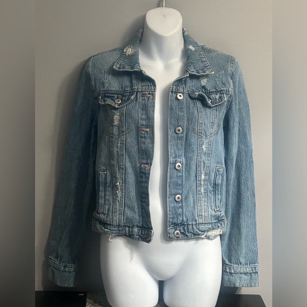 Distressed Jean Jacket Highway Jeans